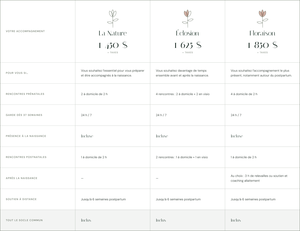 Comparatif des forfaits (1)